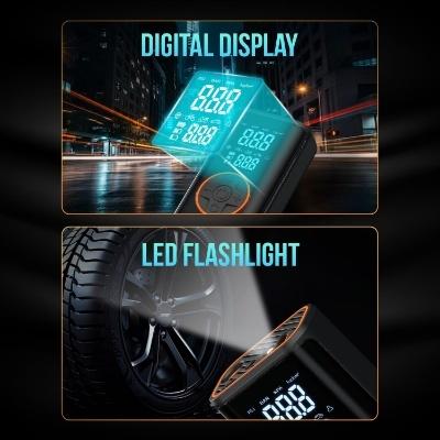 Portronics Vayu 4.0 Tyre Inflator with 2-in-1 Rechargeable & Corded Power, Preset Inflation Modes, Digital Display, Flashlight Torch, Auto Shut-Off, Air Pump Compressor for Car & Bike (Black)