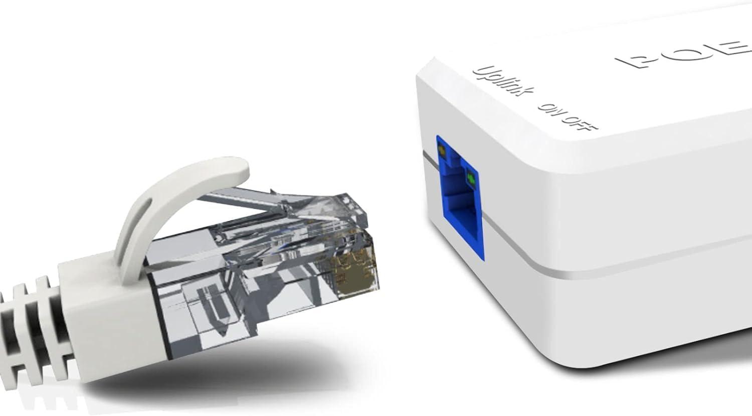 POE Repeater 10/100Mbps – 1 to 2 Port POE Extender for IP Cameras, Networking Device Supporting 2 Cameras up to 100M, No External Power Required