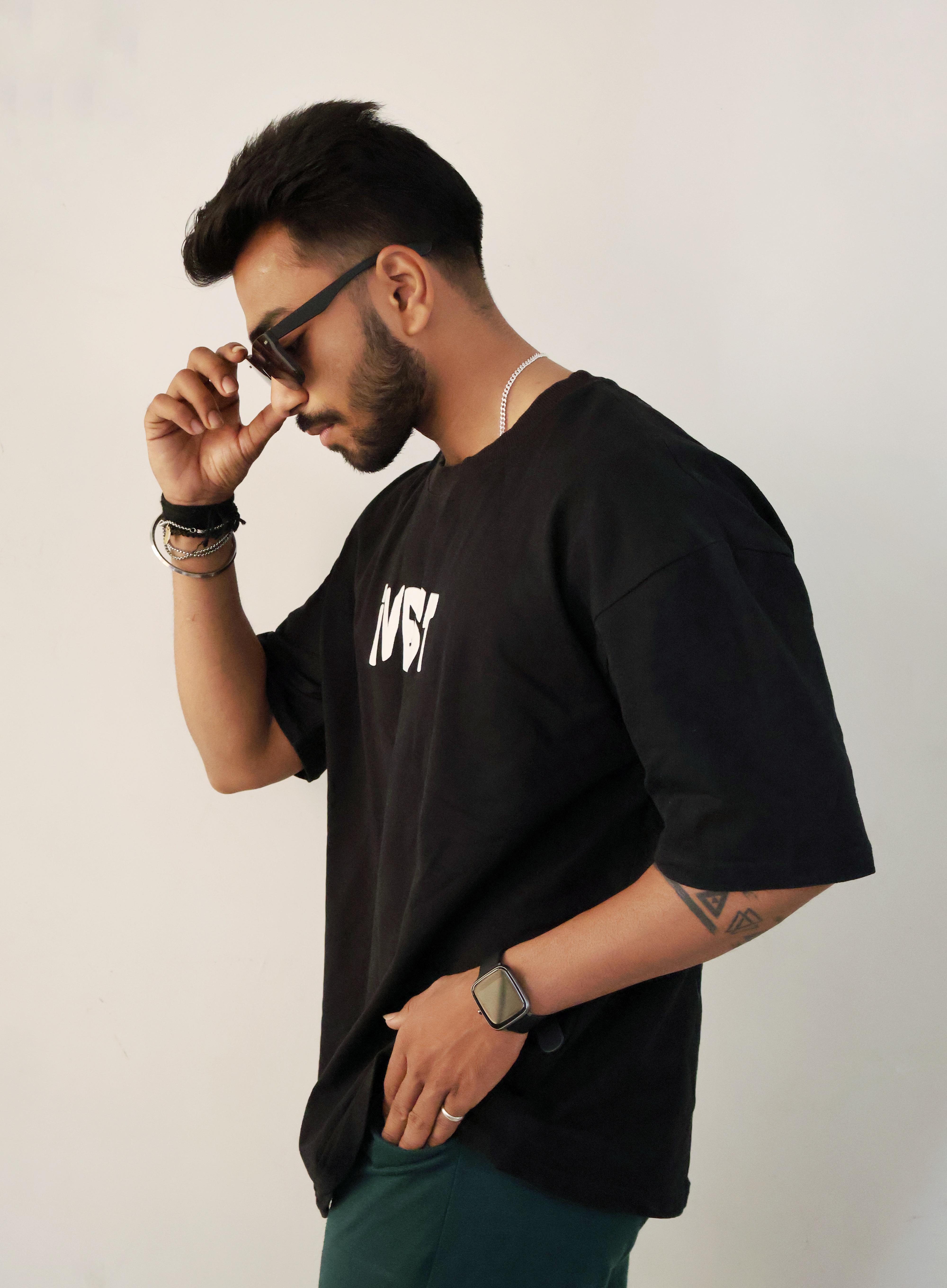 Affordable Men BLACK OVER SIZED TSHIRT 2025 at ShopCircuit | ONDC