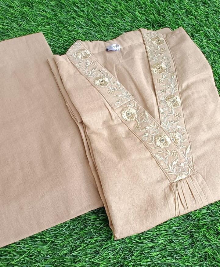 Sophisticated Women Ira Soft Handloom Khaki Pant Set 2025 at ShopCircuit | ONDC