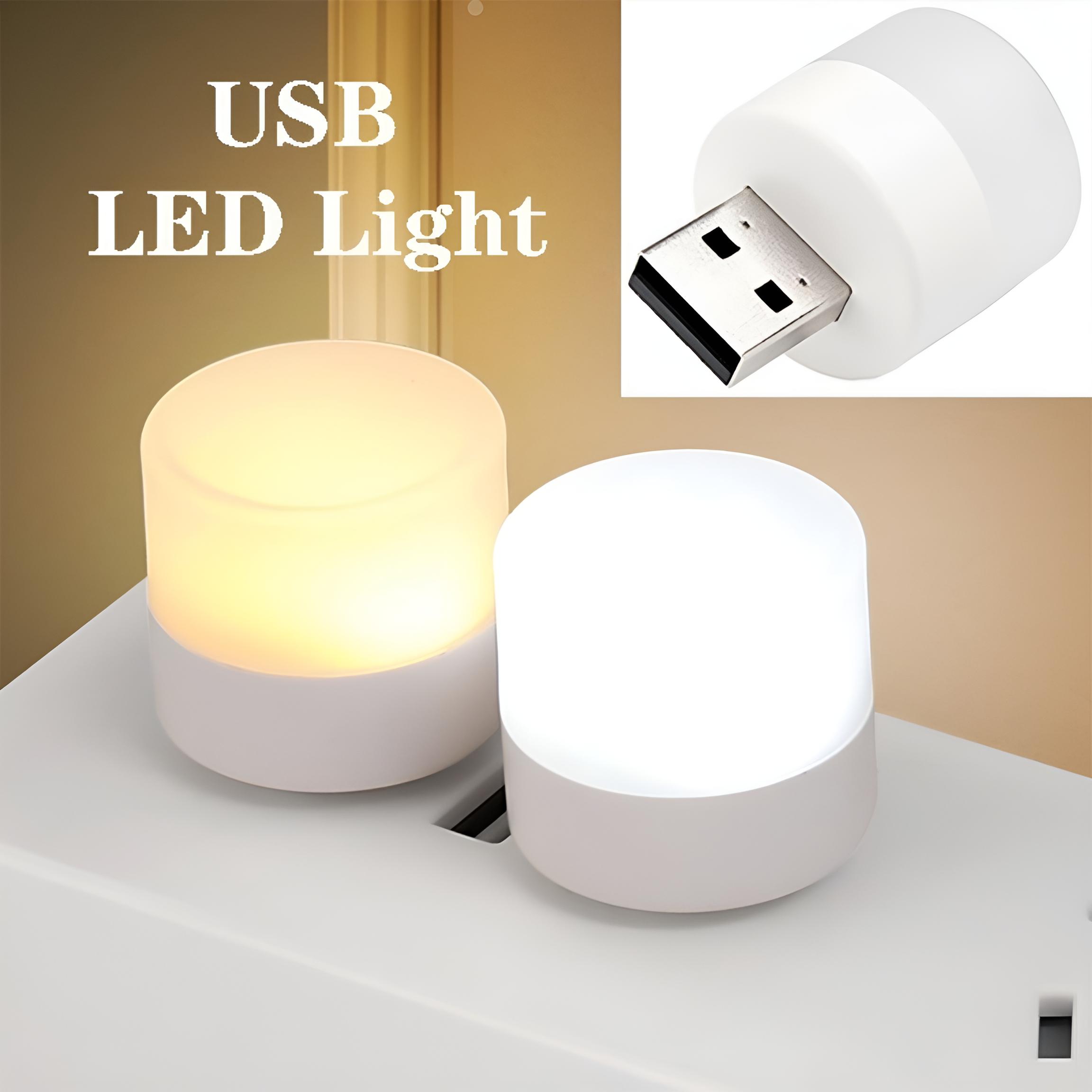 Mini USB LED Light Flexible & Portable USB Ambient Night Light Bulb for Bedroom, Bathroom, Kitchen & Car (White)