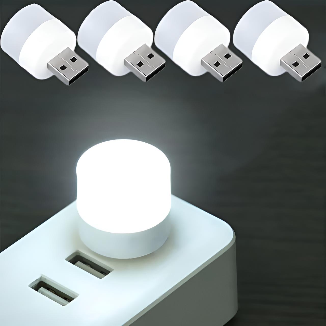 Mini USB LED Light Flexible & Portable USB Ambient Night Light Bulb for Bedroom, Bathroom, Kitchen & Car (White)