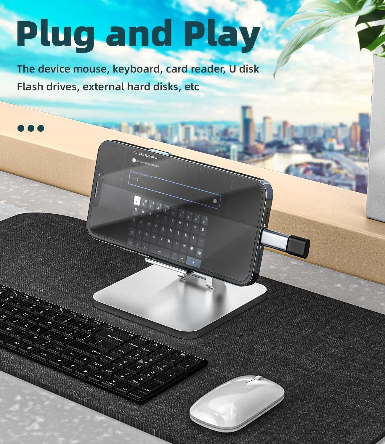 iPhone OTG Adapter  USB-C Female to Lightning Male Converter for Data Sync, Charging, Flash Drive, Camera, Keyboard, Mouse ,Compatible with iPhone 14/13/12/11/XR/X/8/7/SE