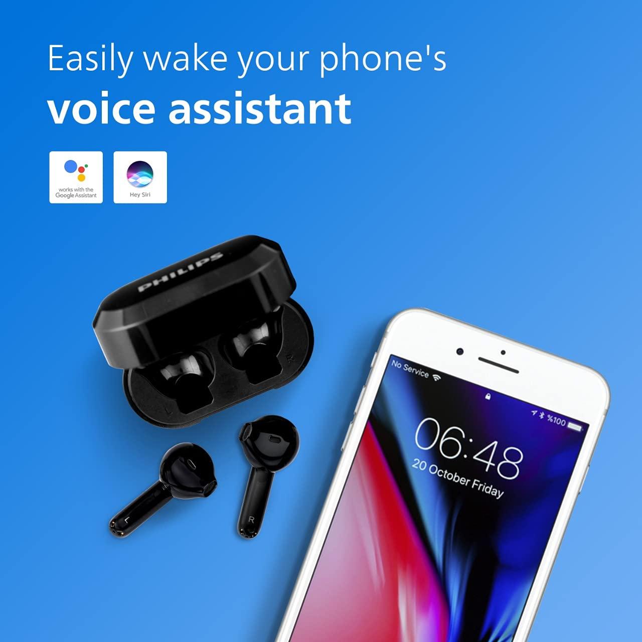 Philips Audio TWS TAT3225 True Wireless Earbuds | 24 Hr Playtime, IPX4, Bluetooth 5.2, Voice Assistant - Black