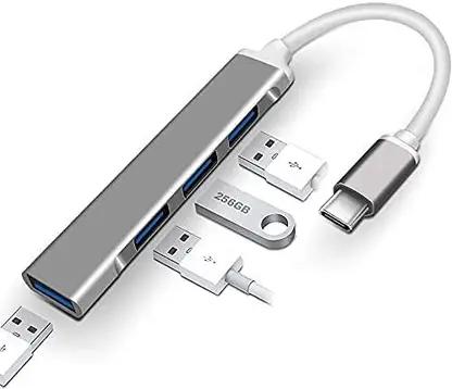 Usb Hub 3.0 Slim 4 Port (Metal Body) | High Speed USB Hub with Aluminium Shell, Compatible for PC, MacBook, Mac Pro, Mac Mini