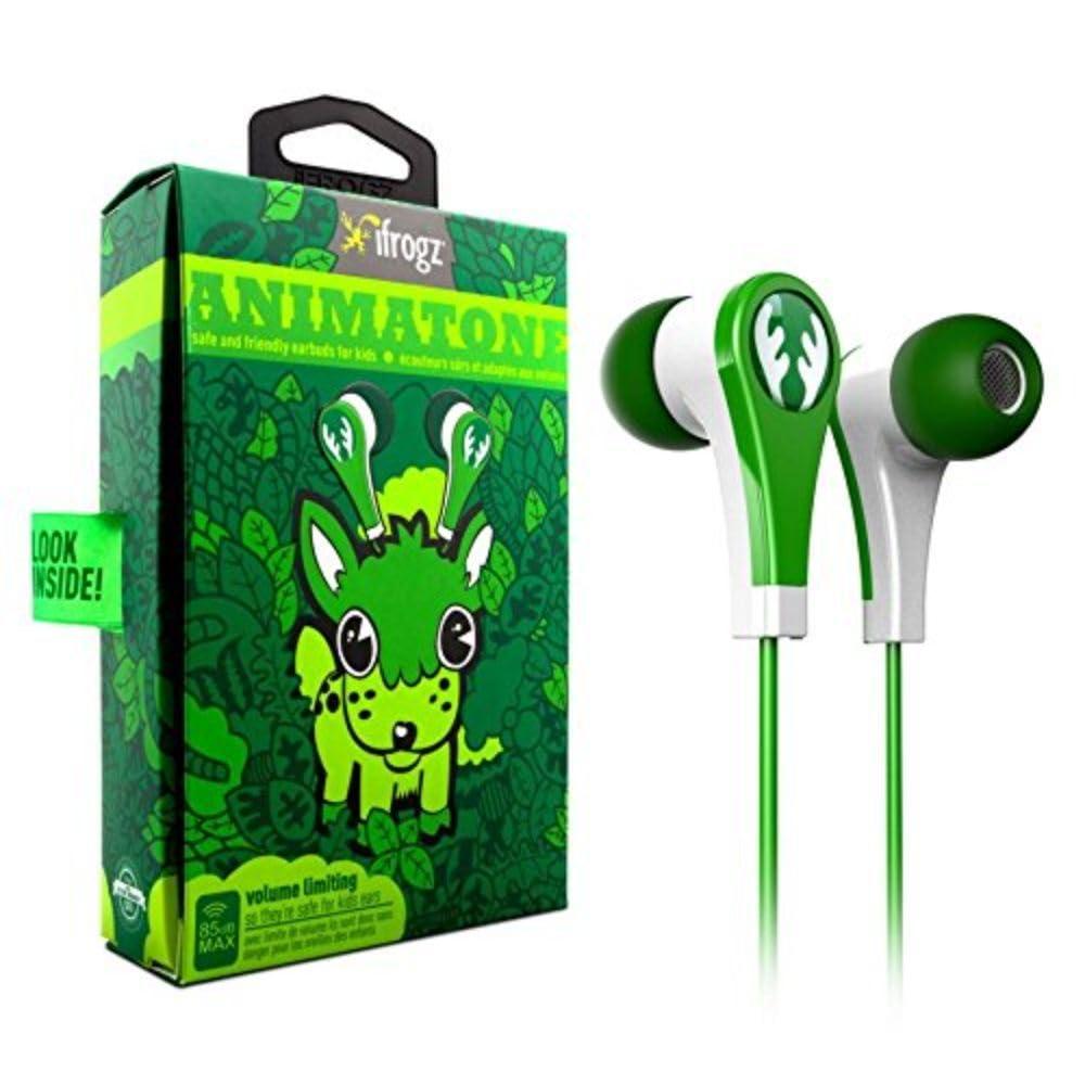 iFrogz (IF-ANE-DER) Wired Earbuds Safe Volume Limiting, In-Ear Design, Tangle-Free Cable, Comfortable Fit for Kids and Adults Green