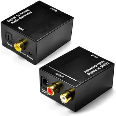 Digital to Analog Audio Converter | SPDIF Optical & Coax to RCA | 2.1 Stereo Adapter for TV, Speakers & Home Audio