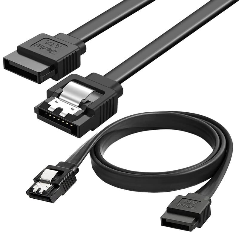 SATA HDD 3 6.0 Gbps Data Cable Straight, with Both Side Locking Latch for HDD and SSD (Black)
