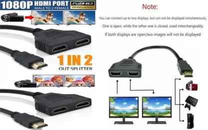 HDMI TO HDMI Y CABLE | 2 Port HDMI Splitter Switcher 2x1 Auto Switch 1 In 2 OutSwitch, Adapter, TV Laptop Cable (Compatible with TV, Projector, LAPTOP, Black)