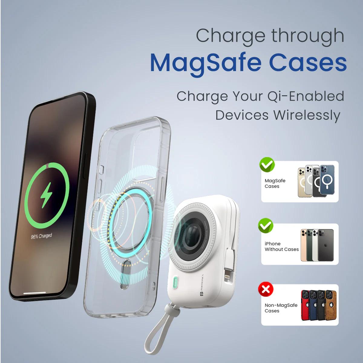 Portronics Power Shutter 15W Wireless Magnetic Power Bank, 22.5W PD, Type-C & 8-Pin Cable, LED Display