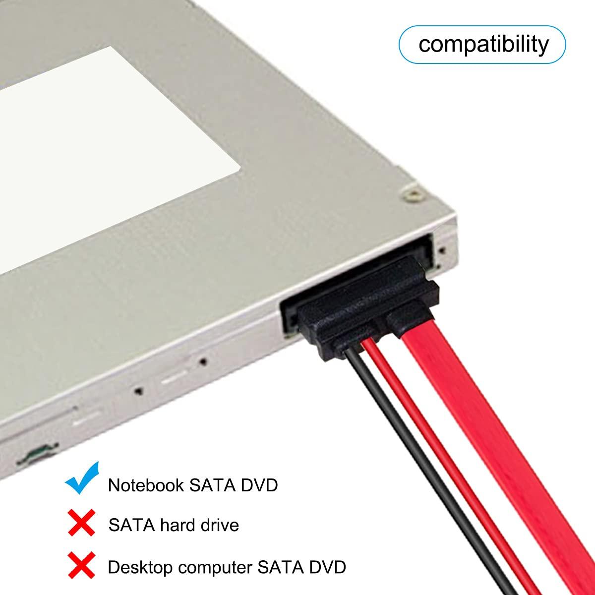 Slimline SATA 13pin Male to Slimline SATA 13pin 7+6 Female Extension Cable for SATA Slim DVD+/-RW Drive (30cm)