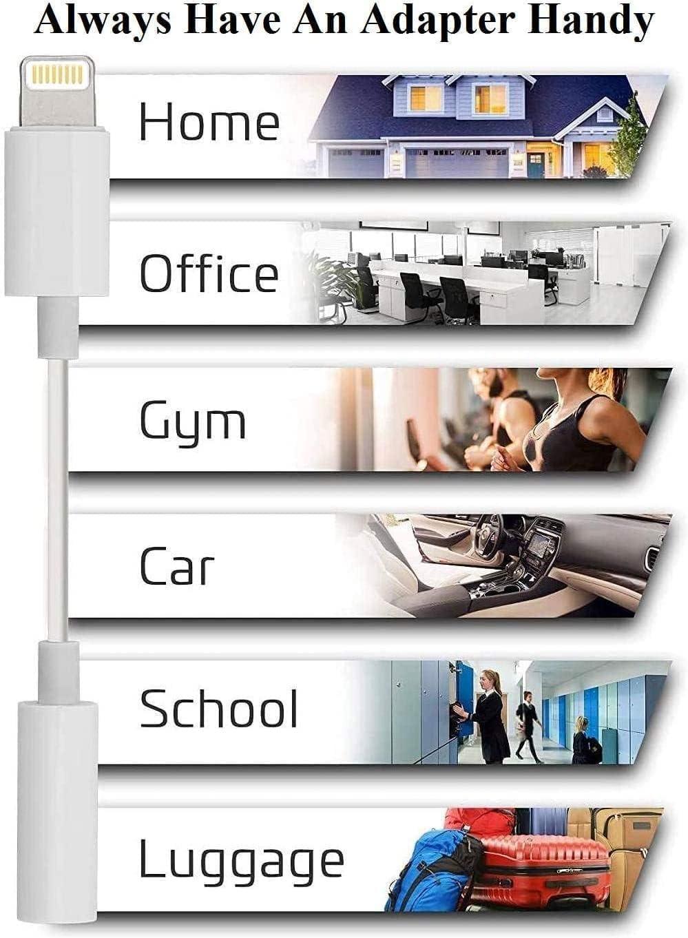 Jack Audio Adapter Lightning to 3.5 mm Headphone for iPhone - Compatible with iPhone 14, 13, 12, 11, X, XS, 8, 7