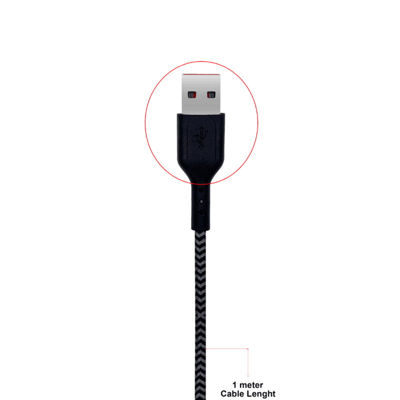 Champion USB to Micro 2.4Amp Data Sync & Charging Cable Braided 1M for all Android & Micro USB Devices