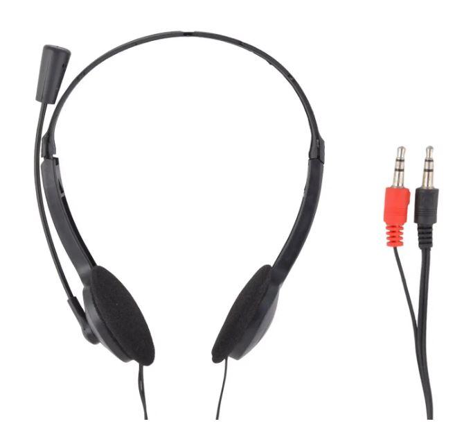 Wired Stereo AD-301 Headphones  with Mic, Dual Audio Jack for PC, Mac, and Laptop