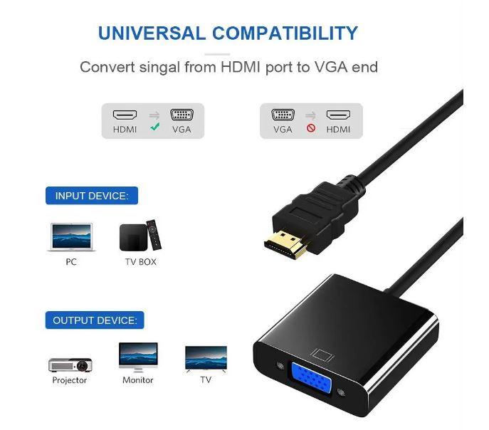 HDMI Male to VGA Female Converter Adapter for Computer, Desktop, Laptop, PC, Monitor, Projector, HDTV, Media Players, Xbox