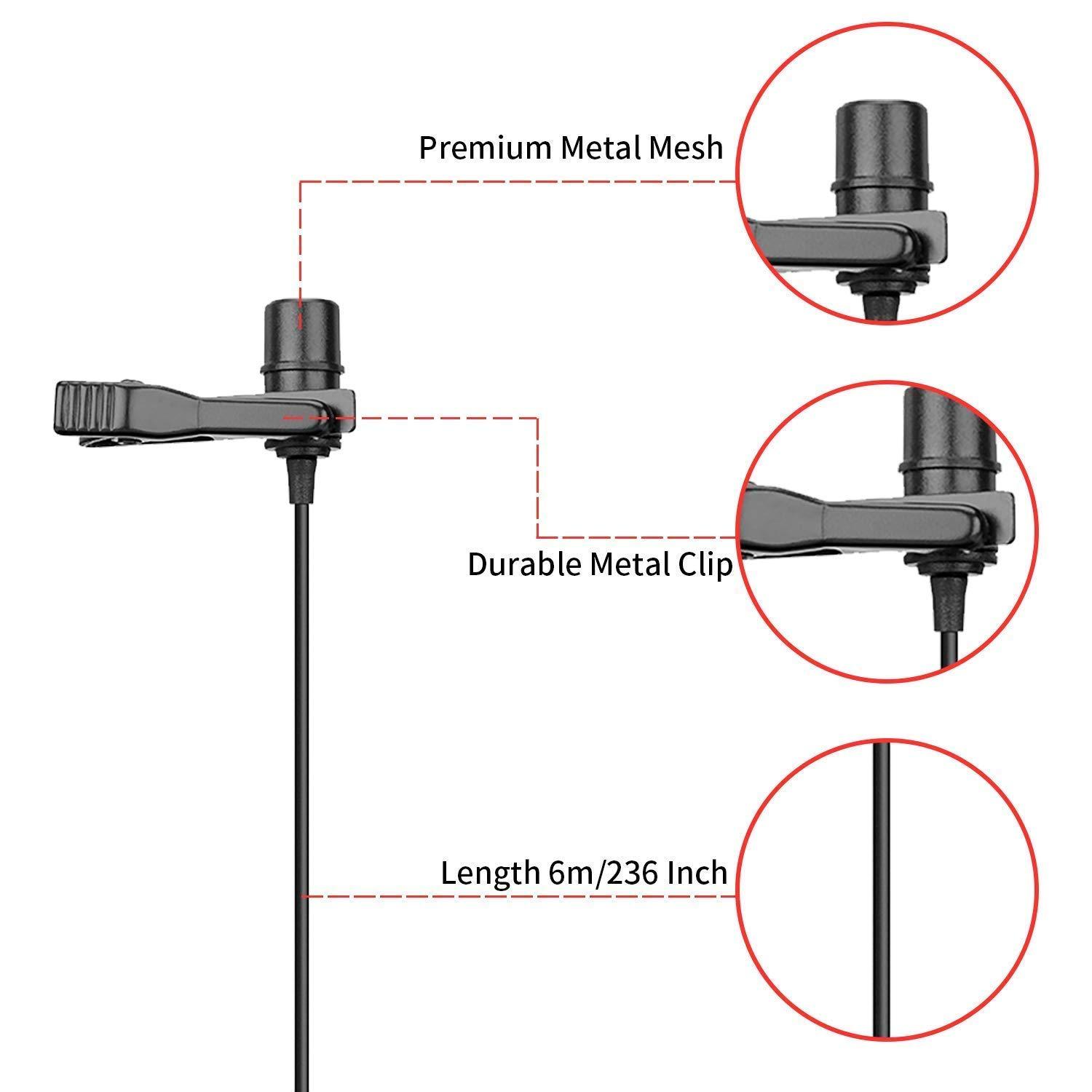 Boya Collar Mic | Auxiliary Omnidirectional Lavalier Condenser Microphone