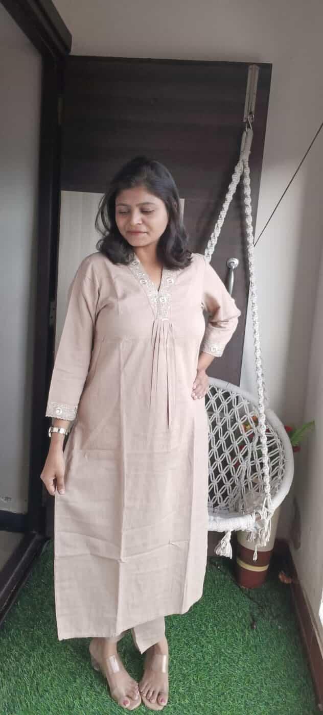 Sophisticated Women Ira Soft Handloom Khaki Pant Set 2025 at ShopCircuit | ONDC